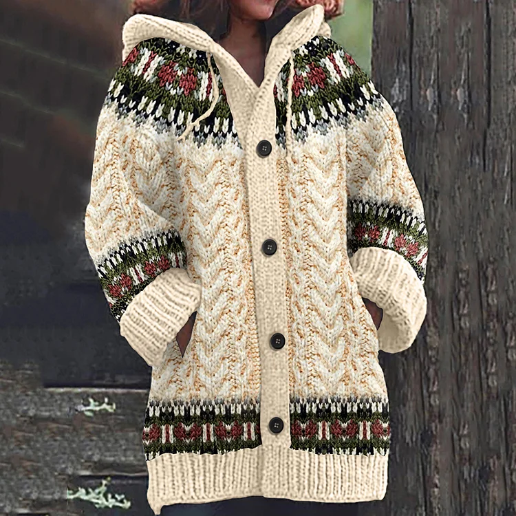 VChics Vintage Fairman Island Knit Jacquard Cardigan Sweater