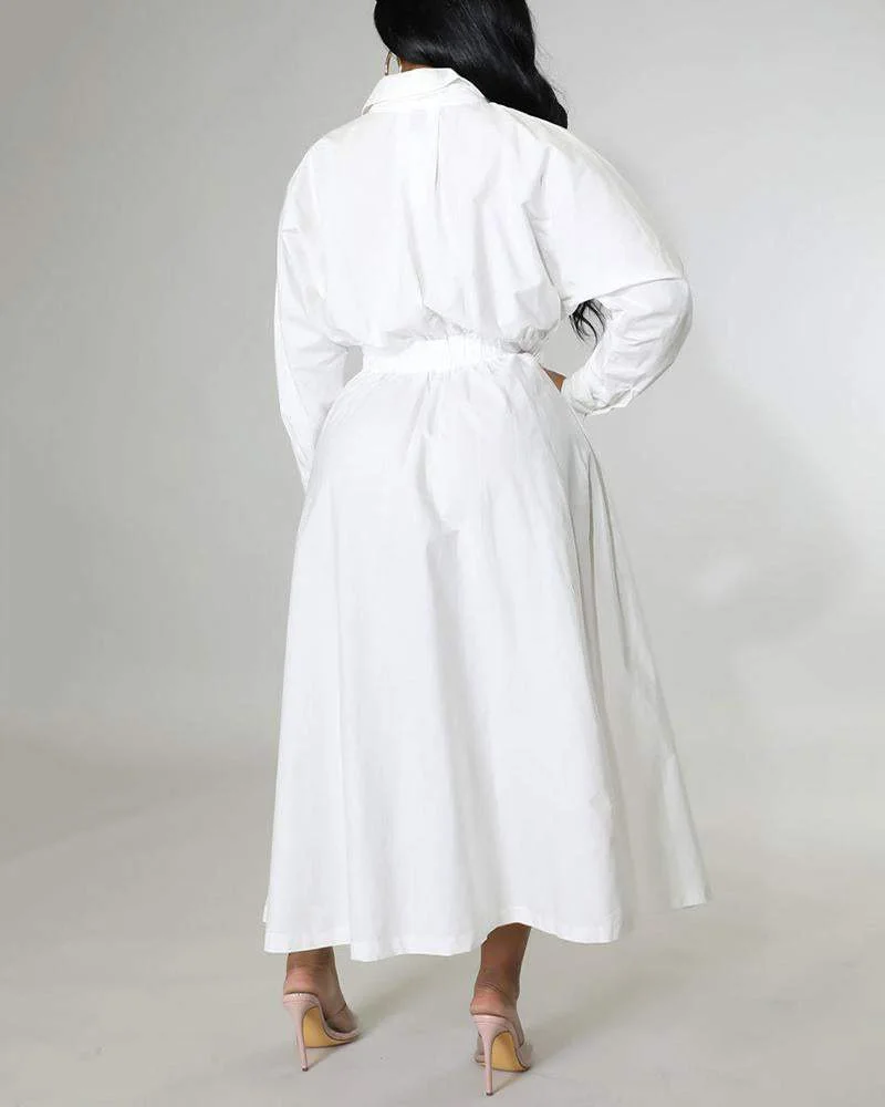 Casual Stylish Long Sleeve Shirt Dress