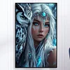 Indische Schönheit und weiße Eule - runder Bohrer Diamantmalerei - 40*60cm (große Größe)