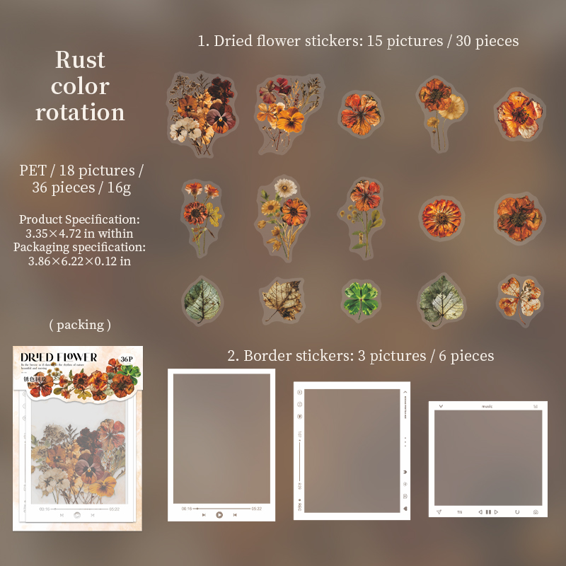 PET Sticker - Prelude To Dried Flower Series Vintage Plant Floral 