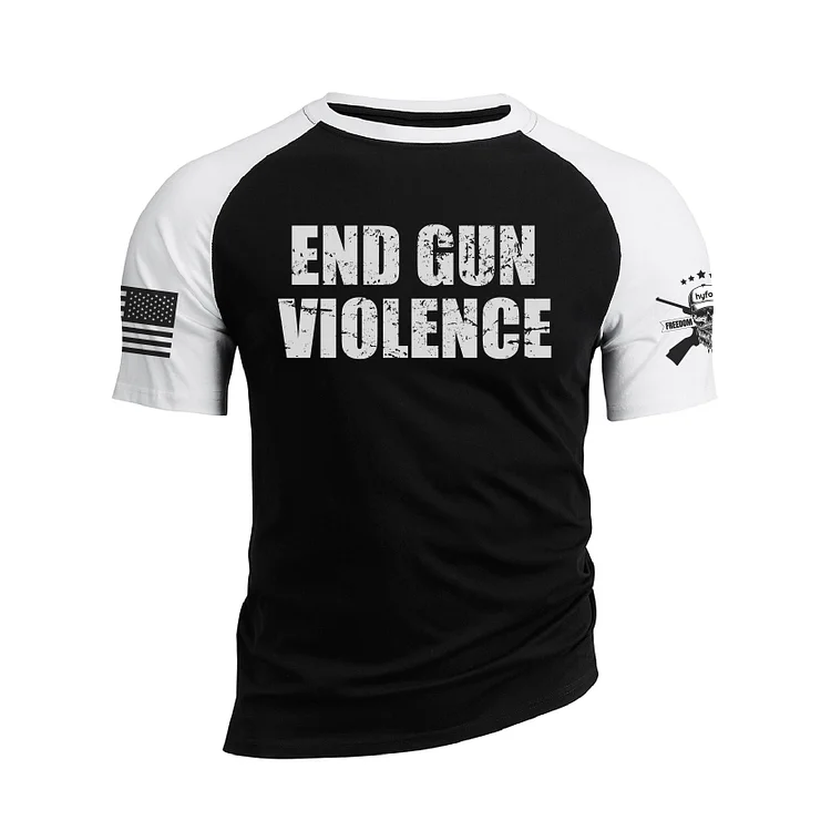 END GUN VIOLENCE RAGLAN GRAPHIC TEE
