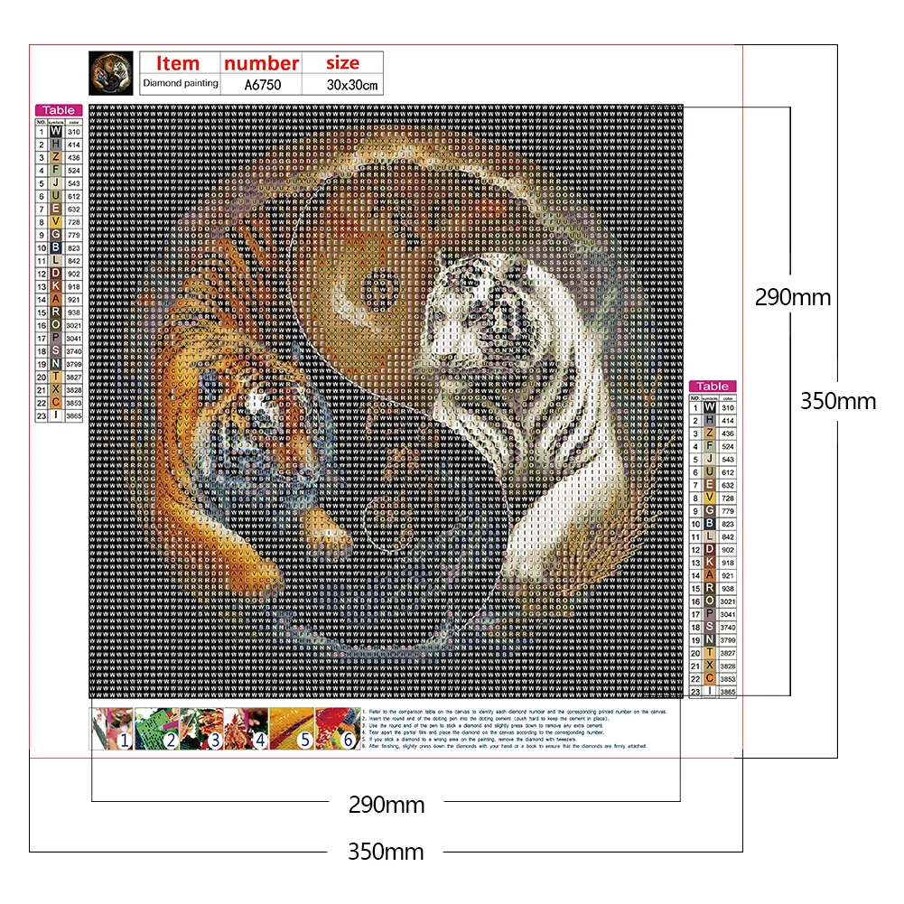 Diamond Painting - Full Round Drill - Yin Yang Tiger(30*30cm)