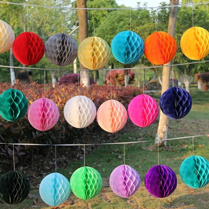 1Pcs 2 -12 Chinese Round Hanging Paper Honeycomb Flowers Balls Crafts Party Wedding Home DIY Decoration Paper Lantern Pompom