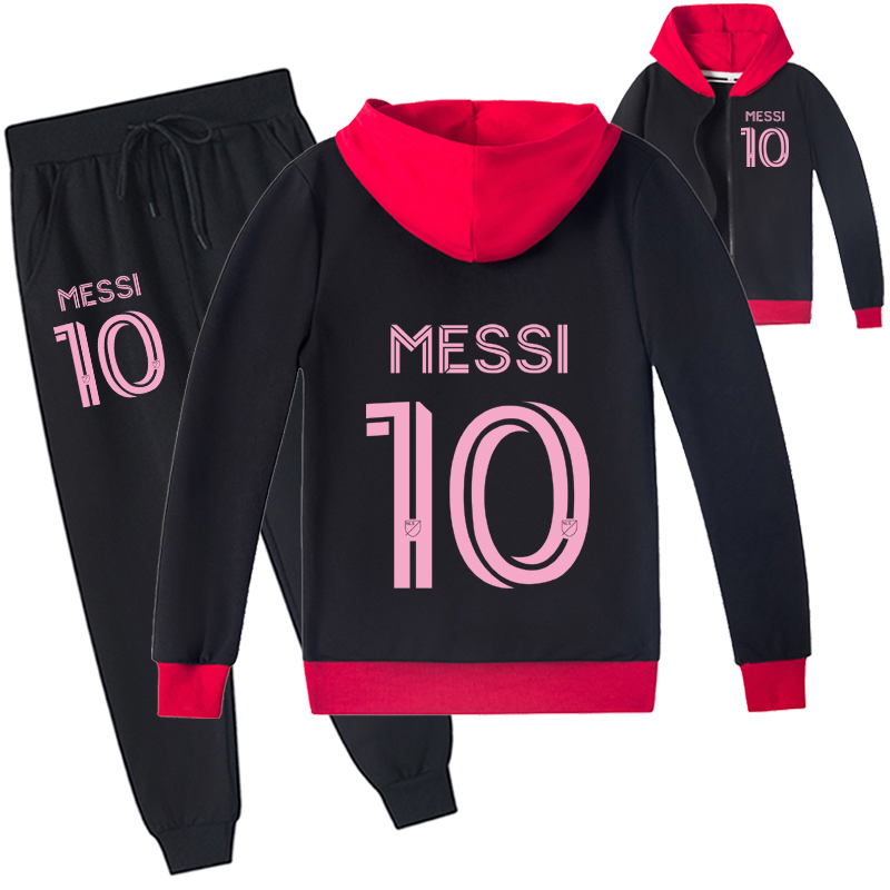 Mayoulove Messi Zip-Up Set for Kids - Stylish Boy  Girl Sportswear, Perfect for Young Fans-Mayoulove