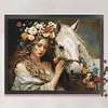 (US Only)Full Embroidery Eco-cotton Thread 11CT Printed Girl Horse Cross Stitch 74x61cm