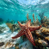 Orange Starfish on Reef - Diamond Painting