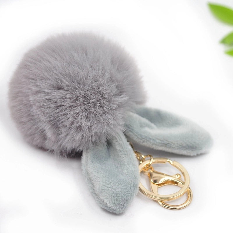 Sweet Artistic Bunny Ears Alloy Rex Rabbit Fur Women’s Keychain