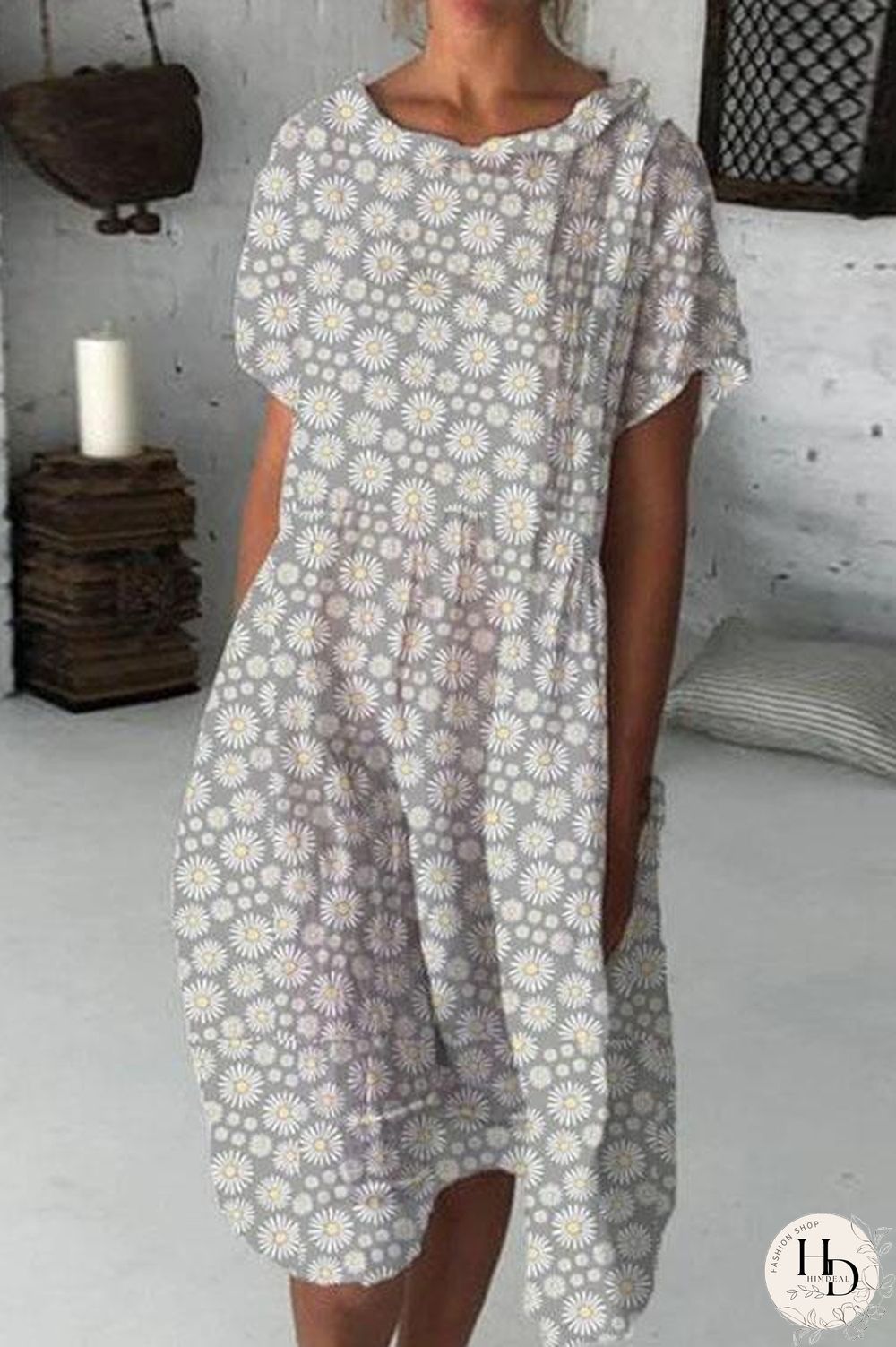 Hollow Out Sunflower Casual Dress