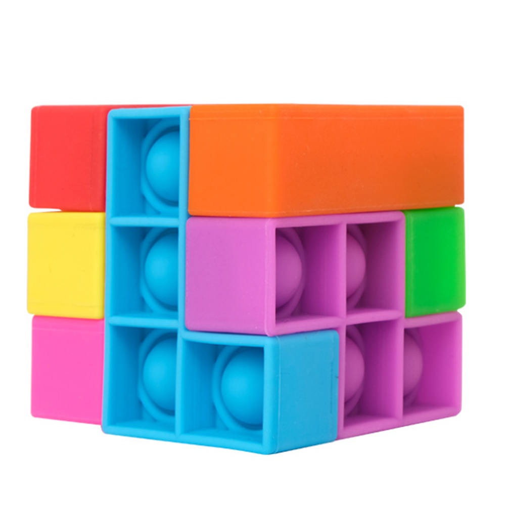 

Splicing Cube Rainbow Silicone Push Bubble Toys Stress Reliever for Kids, 501 Original