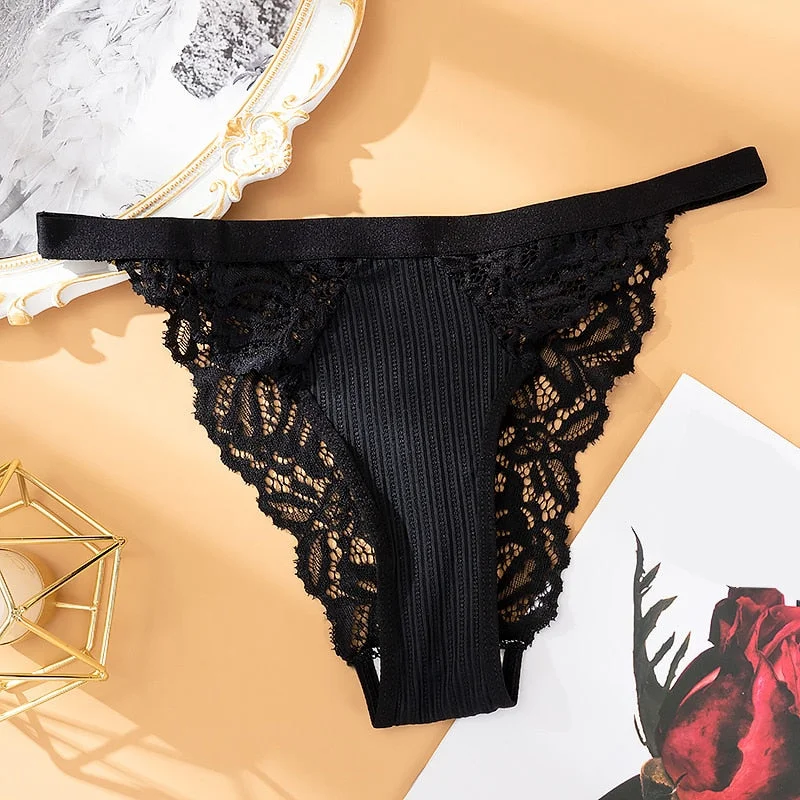 Women Underwear Panties Solid Comfort Underpants Seamless Lace Briefs for Female Sexy Hollow Out Low Rise Panty Intimates