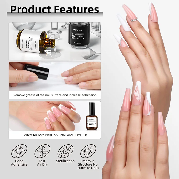 Amazon.com : Morovan Nail Primer and Dehydrator for Acrylic Nails,  Professional Long-Lasting Acrylic Nail Primer and Dehydrator Set, Fast Air  Dry Dehydrator and Primer 30ML/1OZ : Beauty & Personal Care