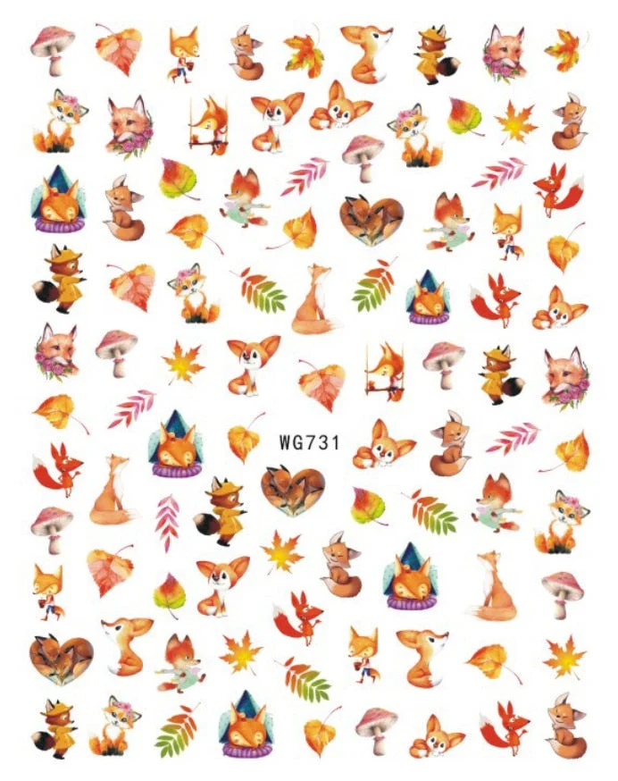 1PC Fall Leaf Flowers Line 3D Nail Sticker Mape Leaves Waves Pattern Decals Slider DIY Nail Art Decoration Wraps For Manicures-Nail Inspo