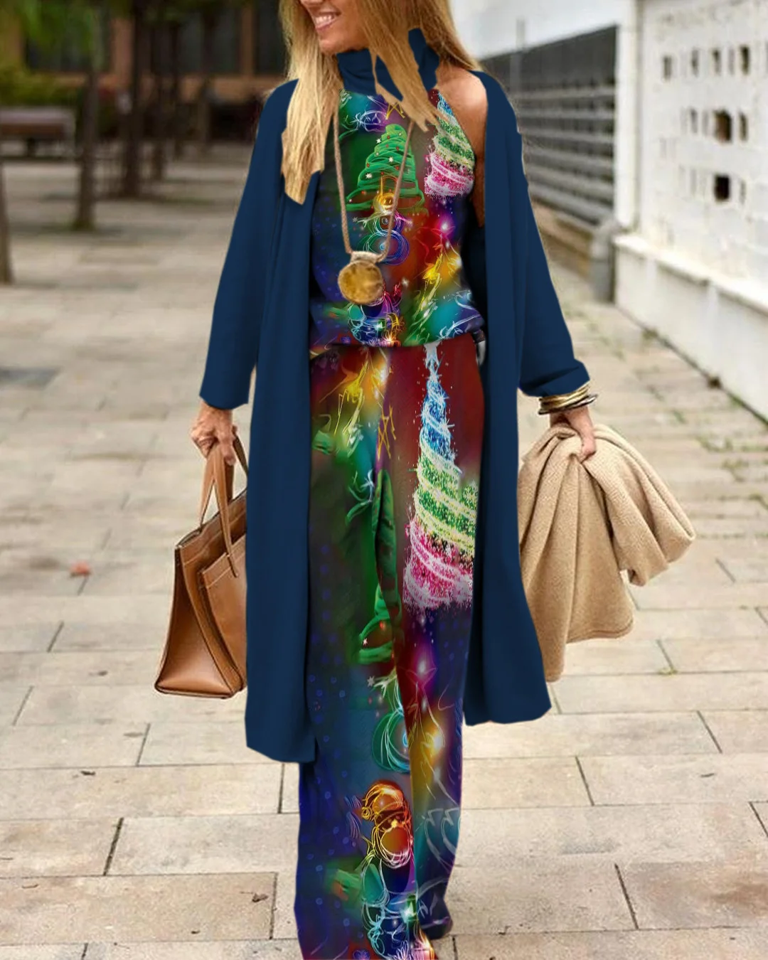 Herringbone Sweater Three-Piece Suit e776