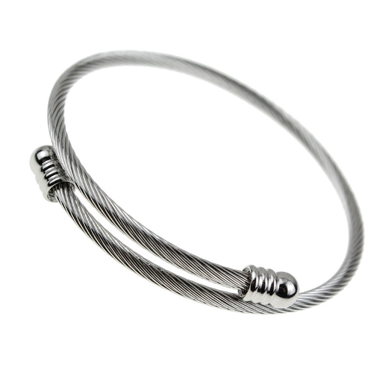 Casual Minimalist Solid Color 304 Stainless Steel Bangle In Bulk