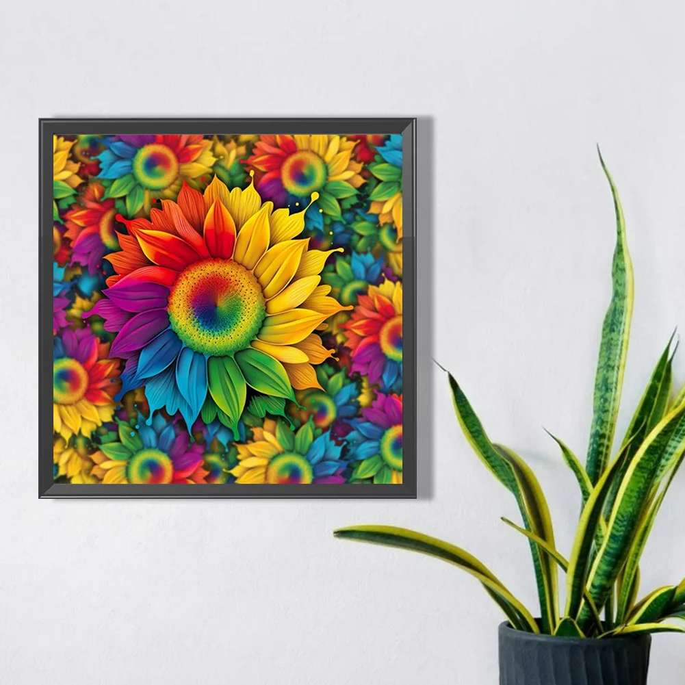 Partial AB Diamond Painting - Full Round Drill - Rainbow Gerbera(Canvas|45*45cm)