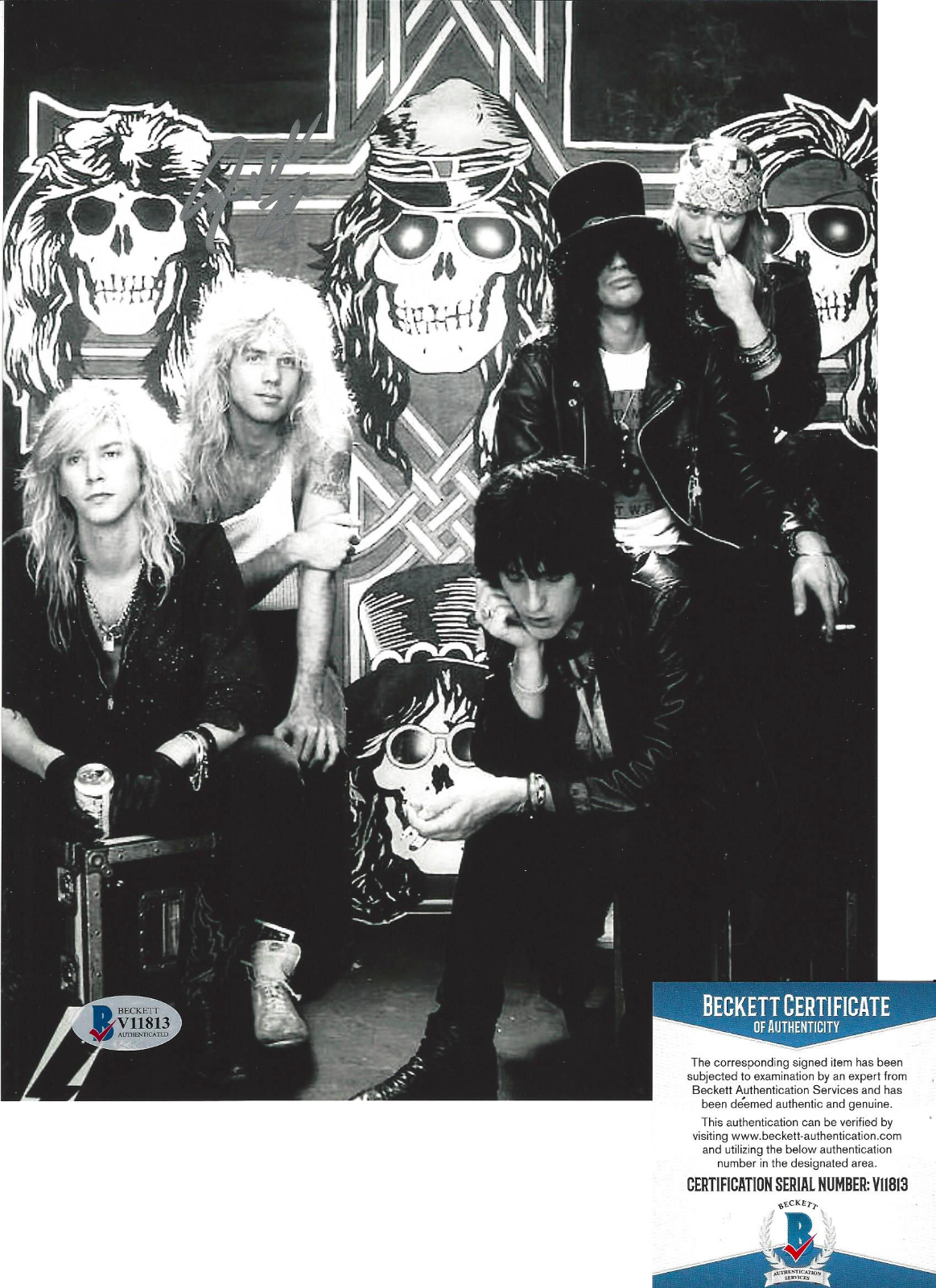 STEVEN ADLER SIGNED GUNS N' ROSES DRUMMER 8x10 Photo Poster painting E PROOF BECKETT COA BAS