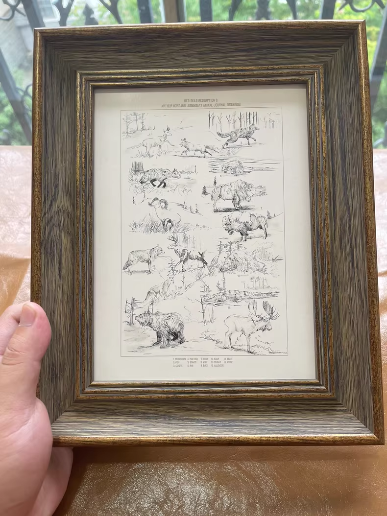RDR 2 Legendary Animal Sketch Collection 6-Inch Vintage Frame Display Stand