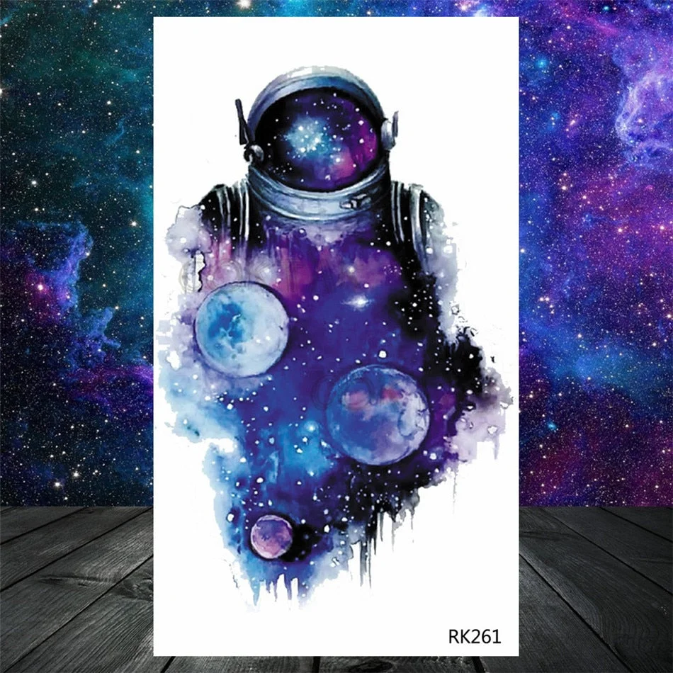 Lovely Small Planets Temporary Tattoos Realistic Sheets Body Art Arm Tattoos Paper For Adult Kids Fake Waterpoof Tattoo Sticker