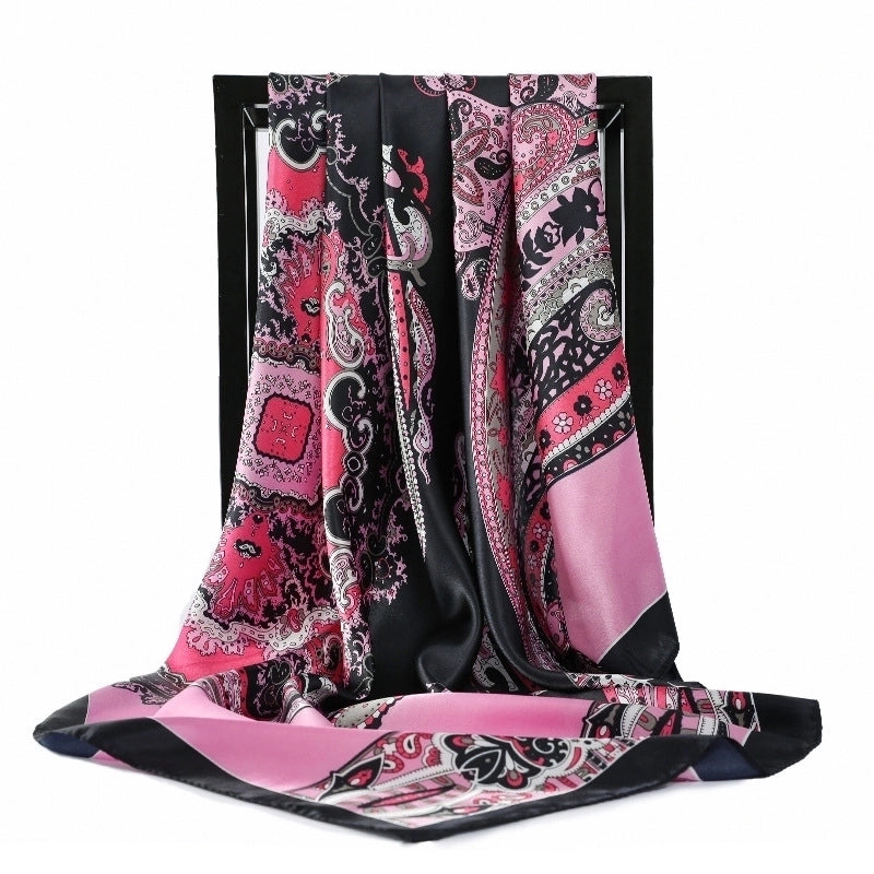 Women’s Minimalist Flower Satin Printing Scarves & Gloves
