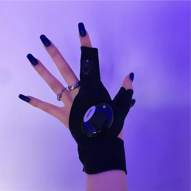 NiceMix LED half finger light gloves, cool function, men and women can bring fabric is breathable cotton