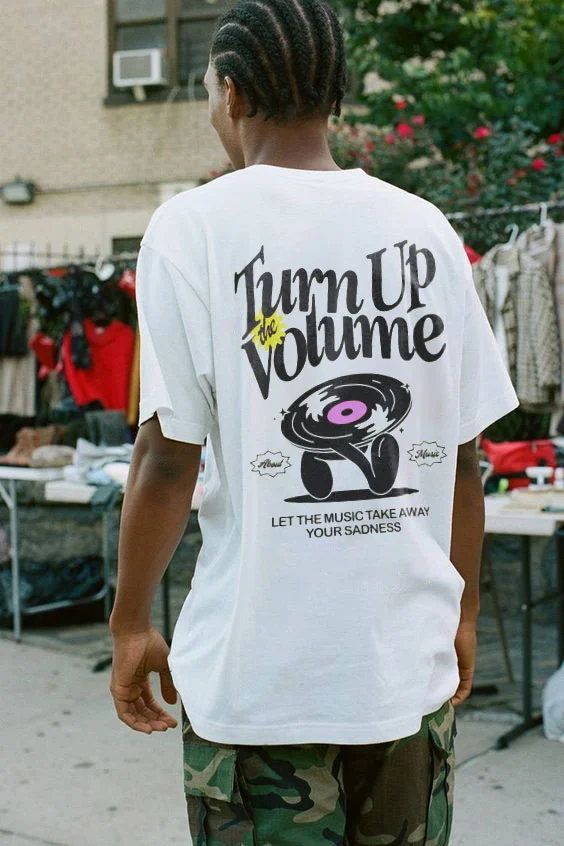 Turn Up Volume Printing Casual Men's T-shirt