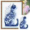 (Multi-Style) Blue And White Porcelain Cat-11CT Stamped Cross Stitch 40*53cm/15.75*20.87in