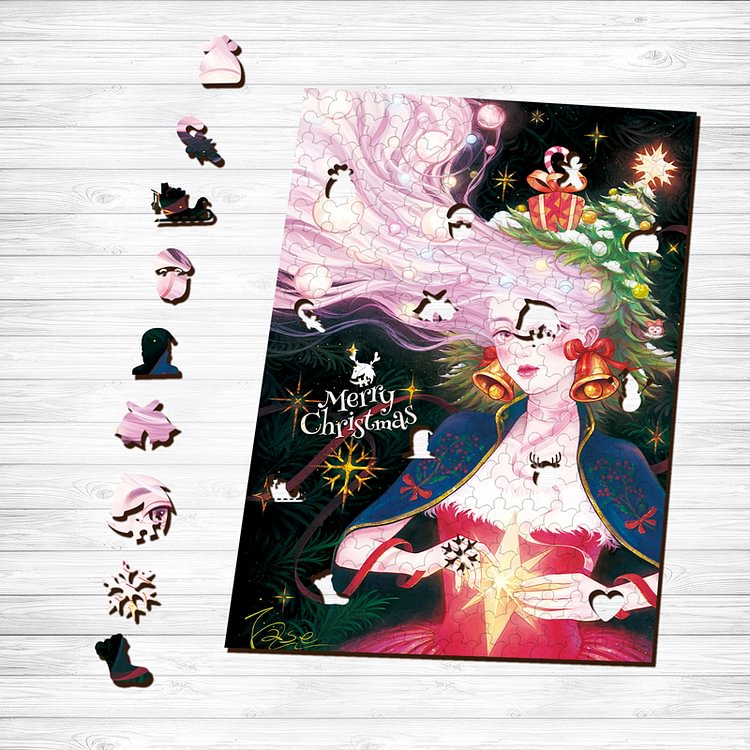 Sunnypuzzle™-Christmas Pink Girl Puzzle