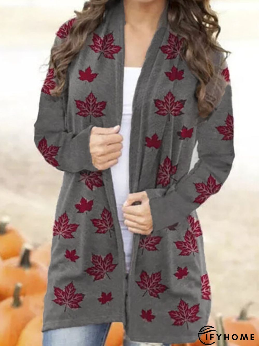 Casual Long Sleeve Printed Cardigan | IFYHOME