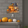Wooden Special Shape Pumpkins And Lantern 3 Hooks Diamond Painting Hook Rail