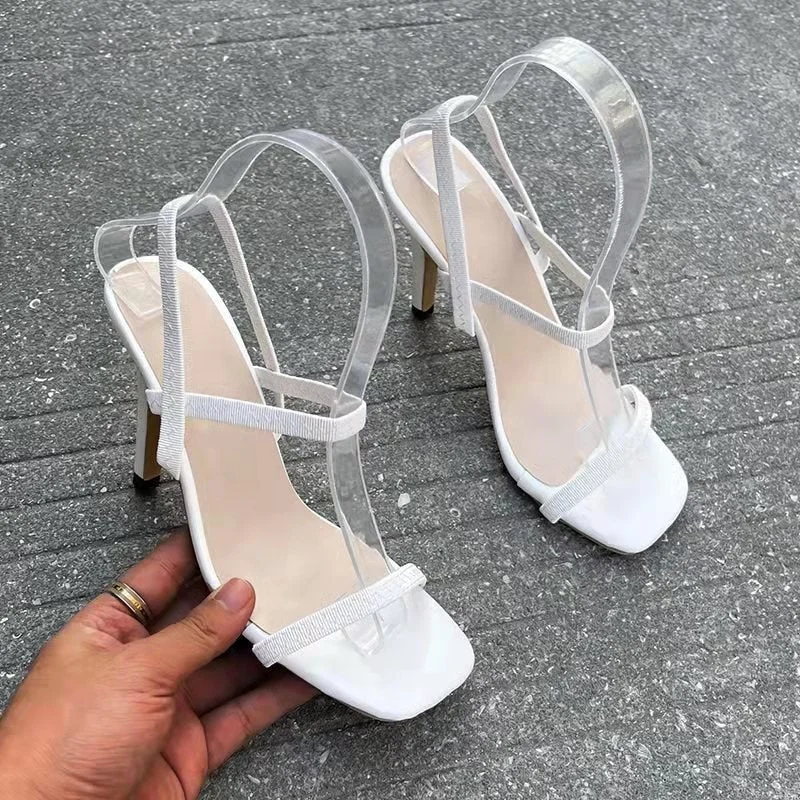 2022 Women Sandals Pumps Summer Fashion Open Toe High Heels Shoes Females Narrow Band Thick Heels 8/10cm Party Ladies Shoes