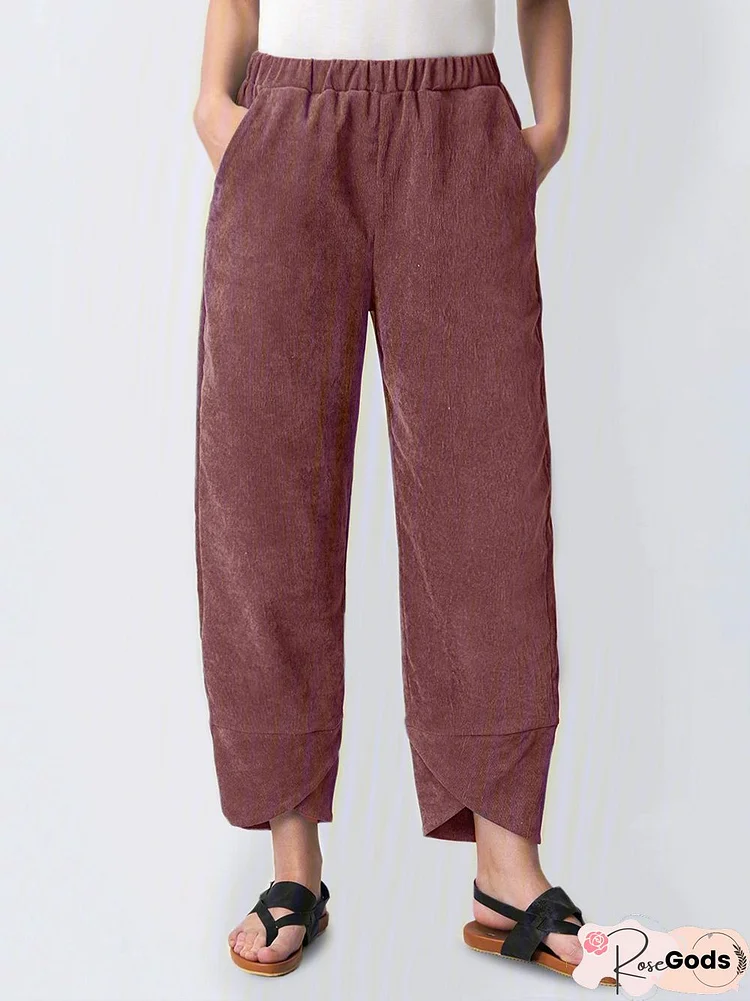 Pockets Corduroy Striped Pant