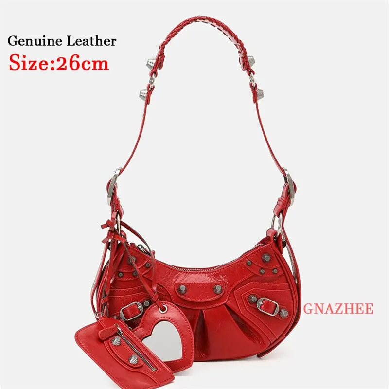 Bag New 2023 Black Gothic White Fashion Black Pink Rivets Crossbody Shoulder Bags Purse Women Underarm Bags  Motorcycle Bag
