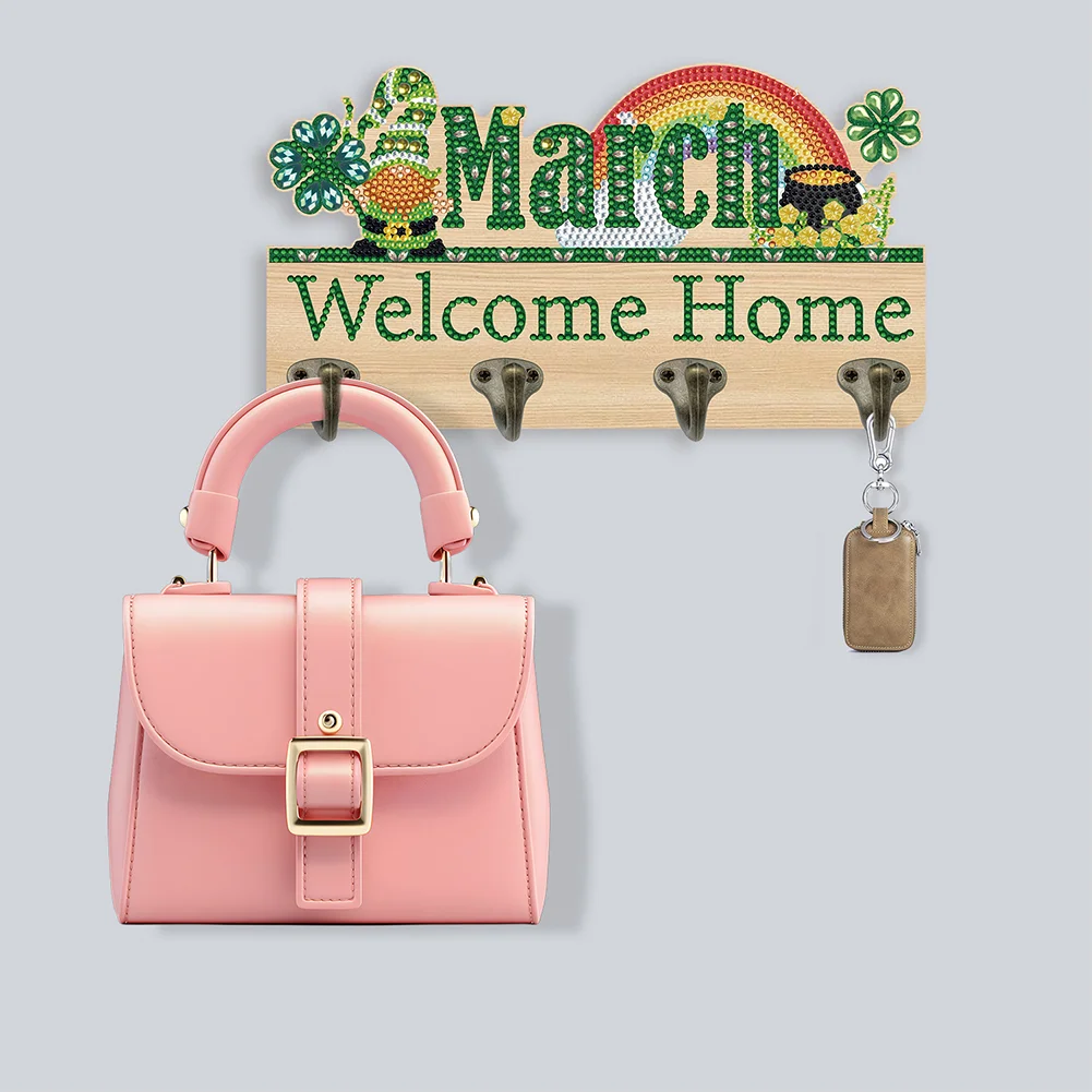 DIY Wooden Calendar March DIY Diamond Art Craft Wall Hooks for Beginners Adults