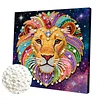 DIY Pearl Painting Lion for Home Decor with Frame(25x25cm)