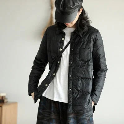 FTLZZ New Autumn Winter Women Turn Down Collar Down Coat Ultra Light 90% White Duck Down Jacket Single Breasted Windproof Parkas