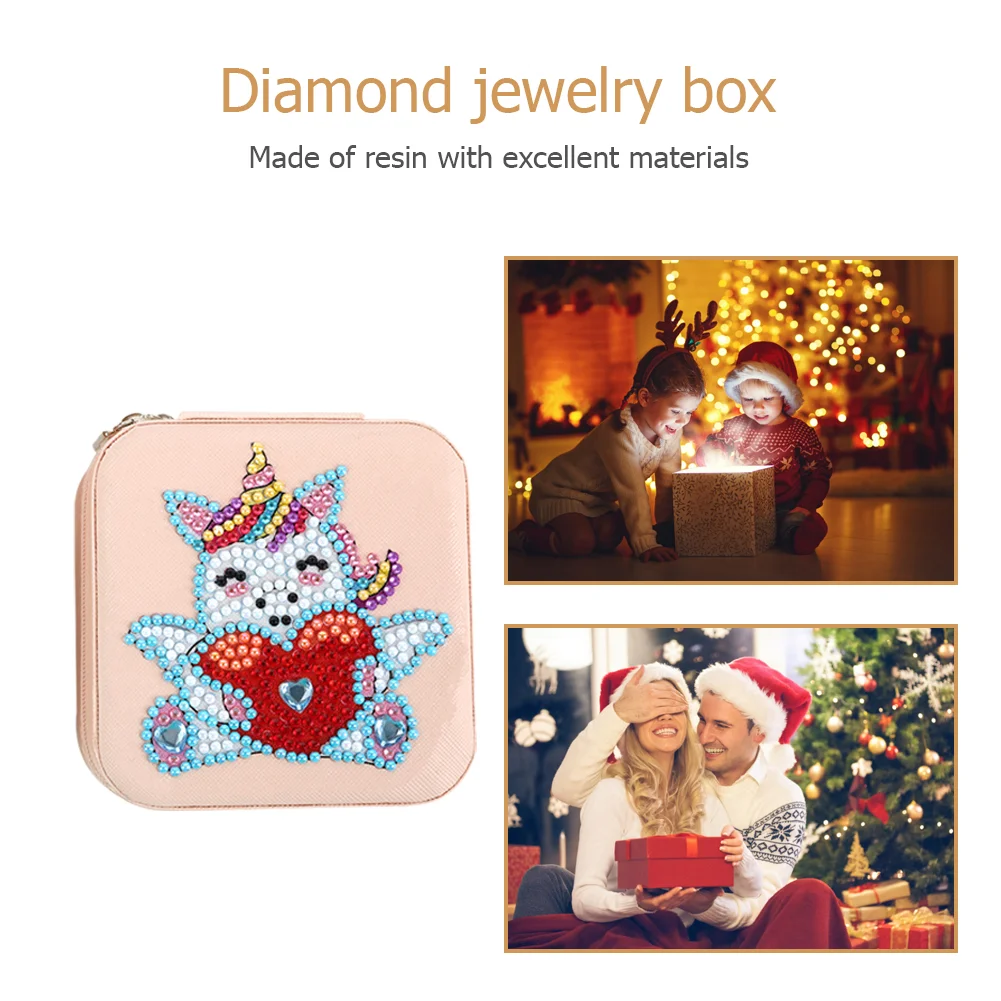 DIY 5D Rhinestone Jewelry Storage Box Special Shape Diamond Case (Unicorn)