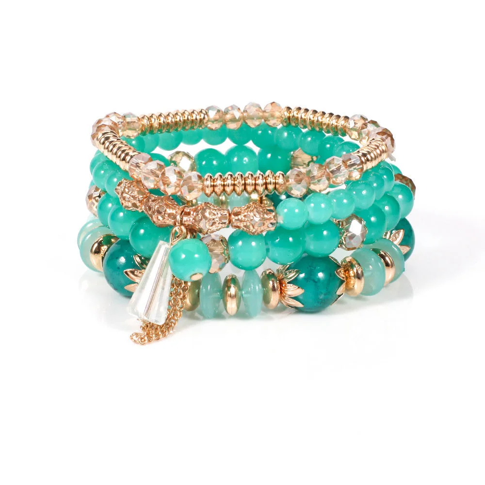 Women's Fashion Coloured Glaze Alloy Fringe Multi-coloured Bracelet