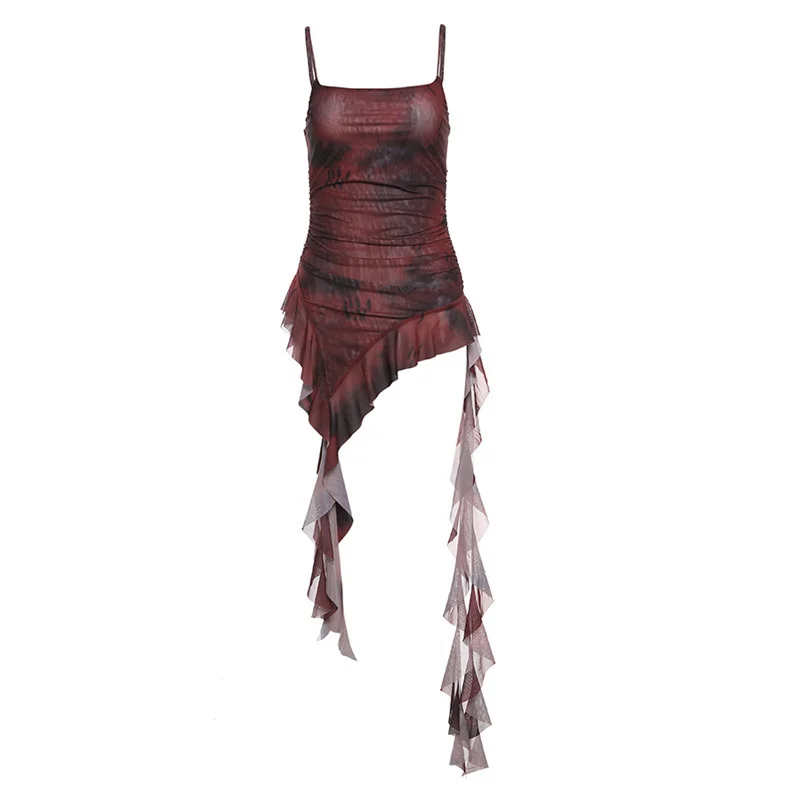 Uveng 2024 Summer New Women's Sexy Bodywear Street Fashion Slings Bare Back Print Dress