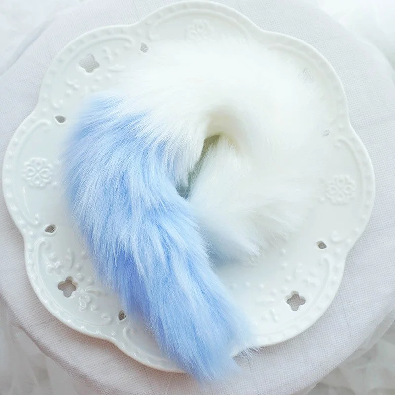 Pink tip white petplay Fox tail butt plug Mental Plush Anal Plug Stainless Steel Prostate BDSM Sex Toys For Women Couple