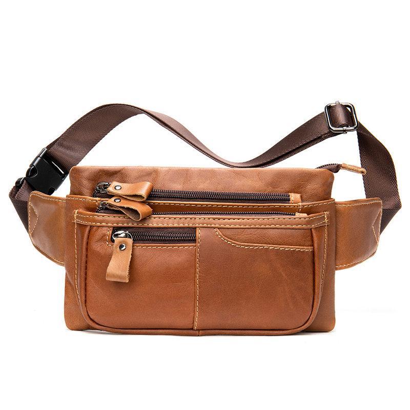 Mens Vintage Style Casual Leather Chest Bag Fanny Bag
