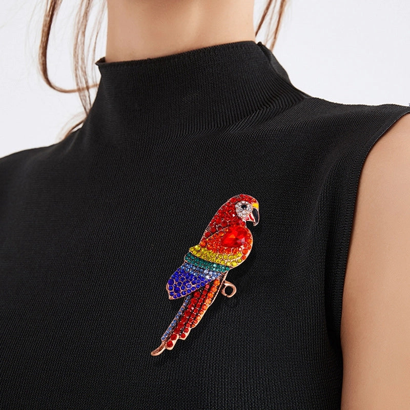 Hip-Hop Vintage Style Pin Parrot Rhinestone Zinc Alloy Women's Brooches