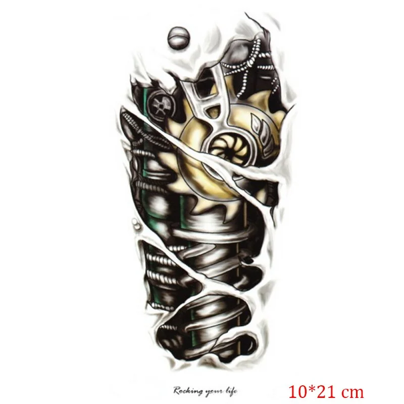 Tattoo Sticker machine gear waterproof Temporary hand arm leg back Tatoo Stickers Flash Fake Tattoos for girl Woman man