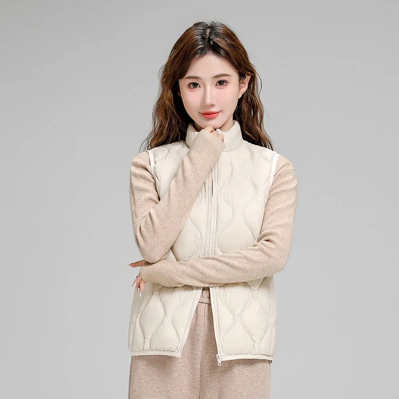 Toloer Autumn And Winter New Down Jacket Vest Female Short Stand Collar Casual Gourd Pressure Line Light Sleeveless Coat Coat-Outfit Ideas