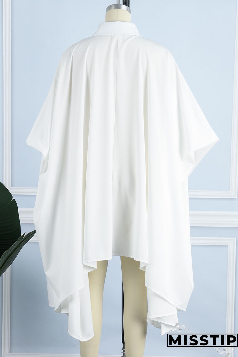 Green Casual Solid Patchwork Buckle Asymmetrical Turndown Collar Irregular Dress Plus Size Dresses