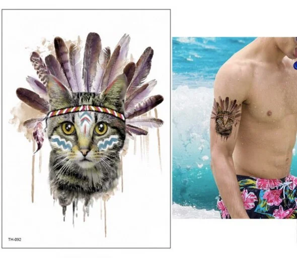 21*15cm NEW Temporary Tattoo Sticker cute leopard wolf tiger animals pattern Waterproof body art fake tattoo women men DIY paint