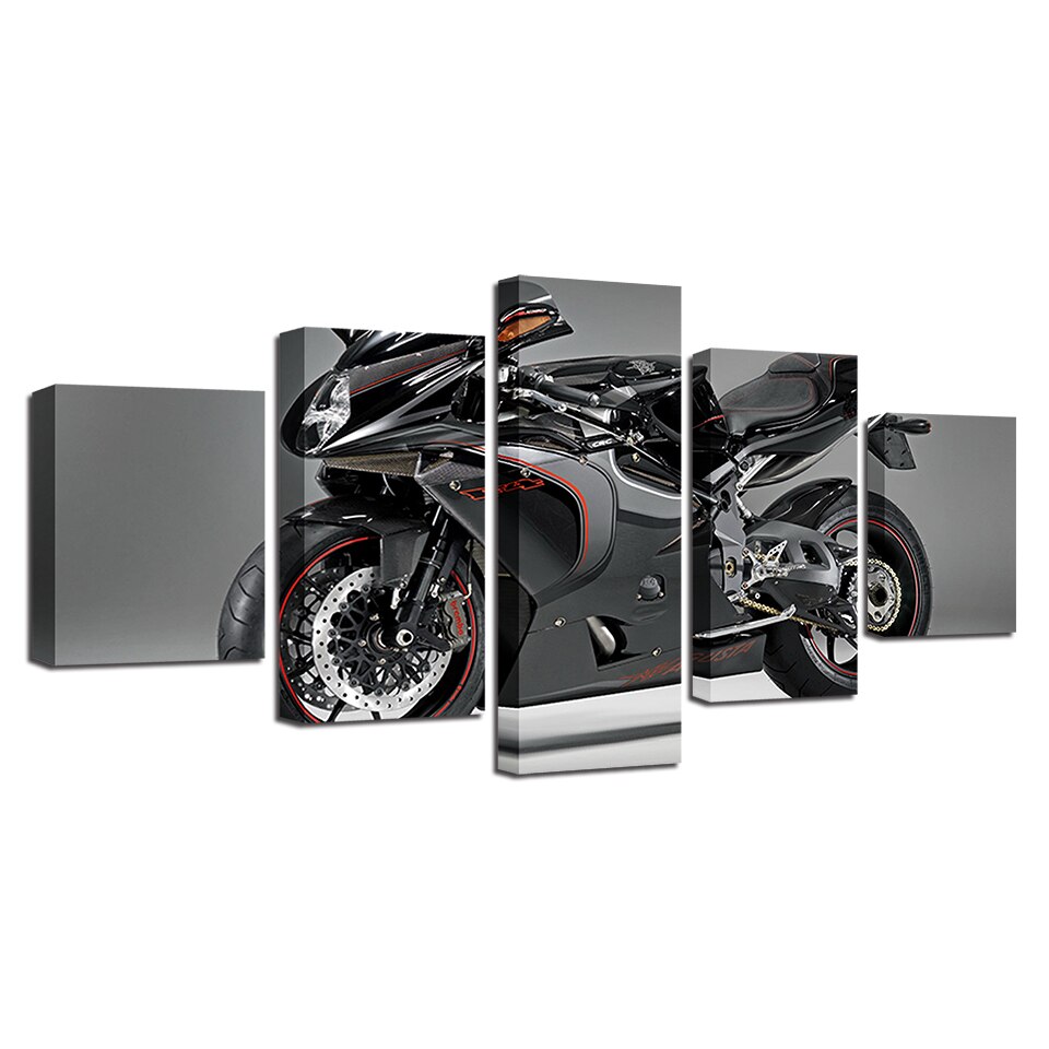 Powerful Racing Motorcycle Modern Canvas HD Prints Posters Home Decor Wall Art Pictures 5 Pieces  Art  Paintings No Frame