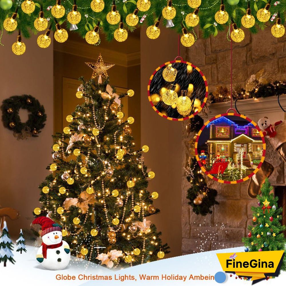 Solar String Lights Garden Outdoor String Lights Waterproof Crystal Ball Fairy Lights, Decoration Lighting for Home, Garden, Patio, Yard, Christmas