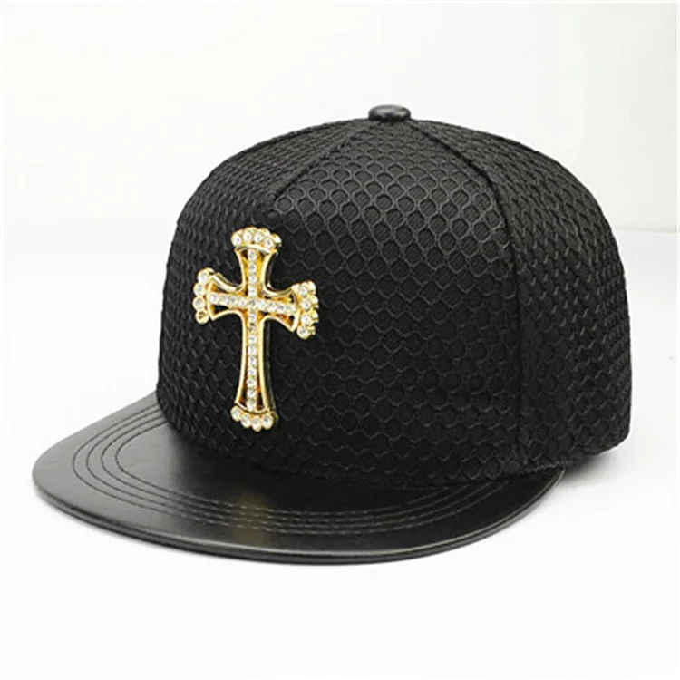 2023Four Seasons Acrylic Metal Cross Baseball Cap Adjustable Hip-hop Cap Snapback Cap Hats for Men and Women