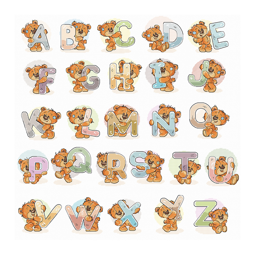

Alphabet Bear - 11CT Stamped Cross Stitch - 48*48CM, 501 Original