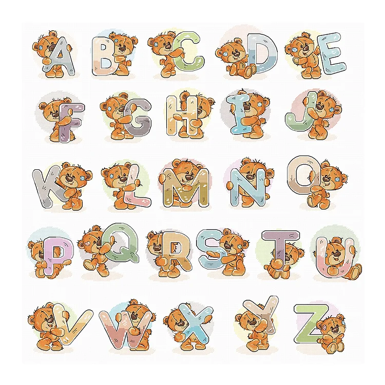 DIY - Alphabet Bear 11Ct Stamped Cross Stitch 48X48CM